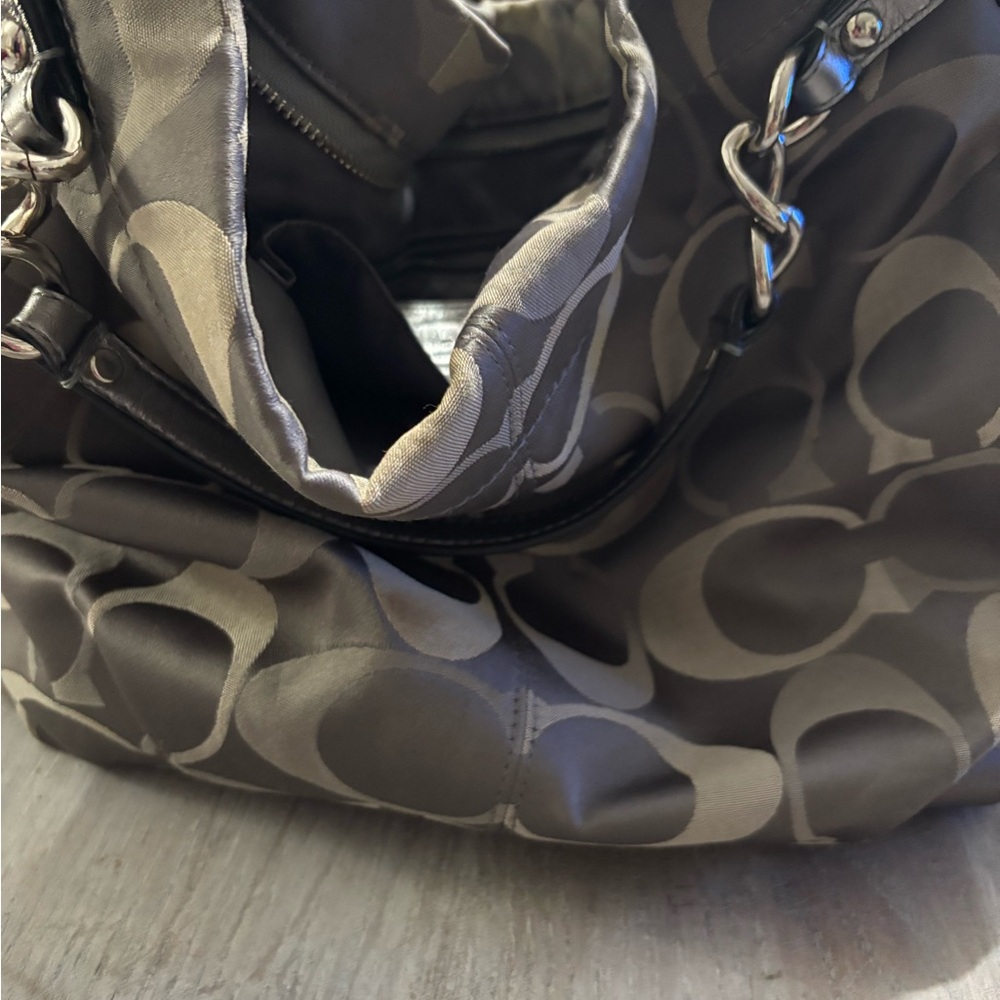 Coach Brown and Tan Patterned Shoulder Bag